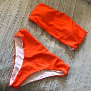 Orange bandeau bikini